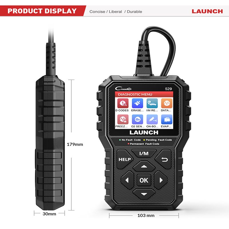 LAUNCH Creader 529 CR529 OBD2 Scanner Automotive Diagnostic Tool OBDII Code Reader Fault Code Read OBD Scan