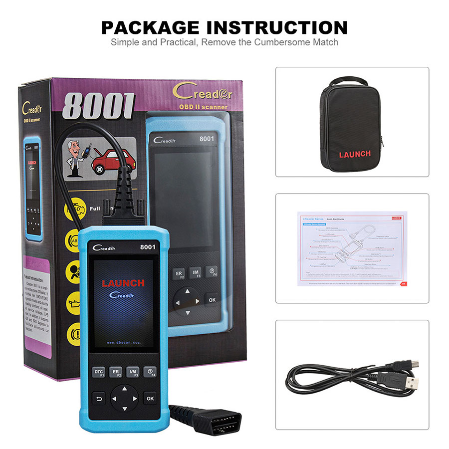 Activar el Lector de código bricolaje crear 8001 cr8001 escáner obd2 completo y servicio de reinicio de aceite