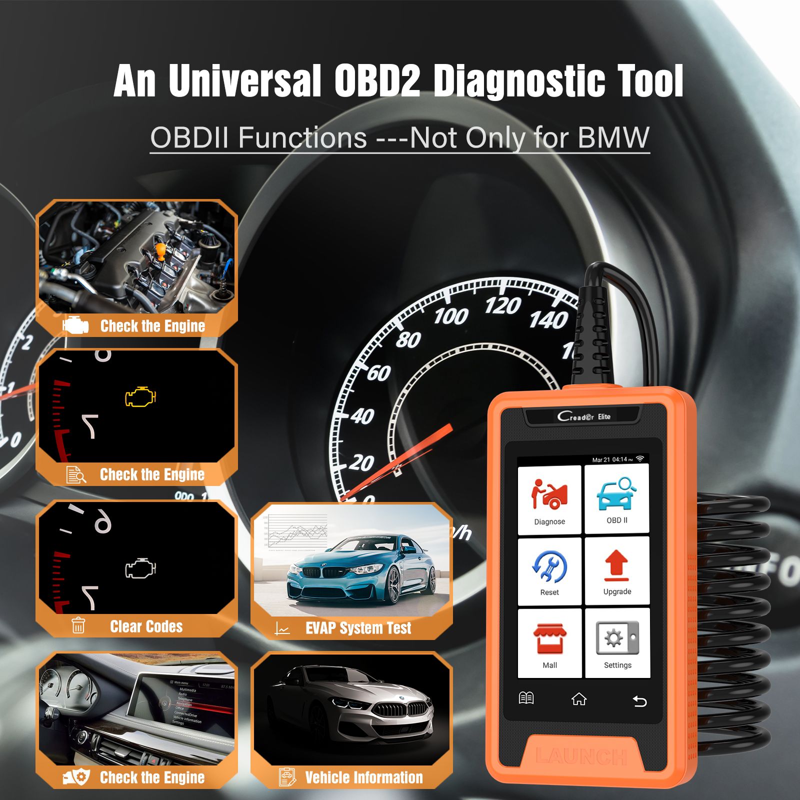 Newest Launch Creader Elite For BMW Diagnostic Scan Tool with Full OBD Functions