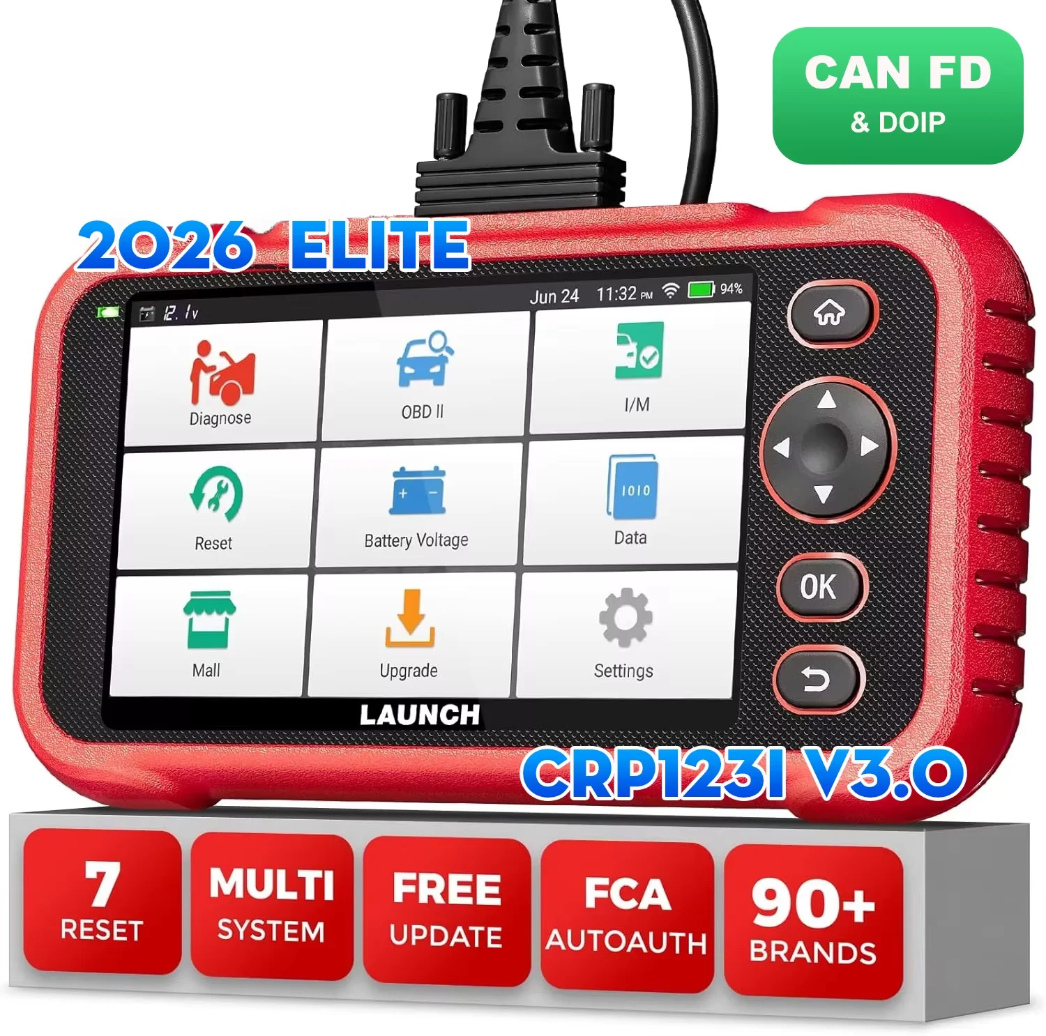2026 LAUNCH CRP123I V3.0 OBD2 Scanner Support CAN FD,DOIP, Lifetime Free Update 4 system Diagnostics Tool with 7 Resets