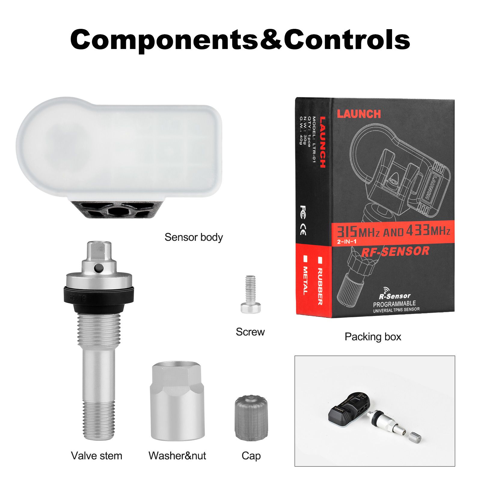 4pcs LAUNCH LTR-03 RF Sensor 315MHz & 433MHz TPMS Sensor Tool Metal & Rubber Free Shipping