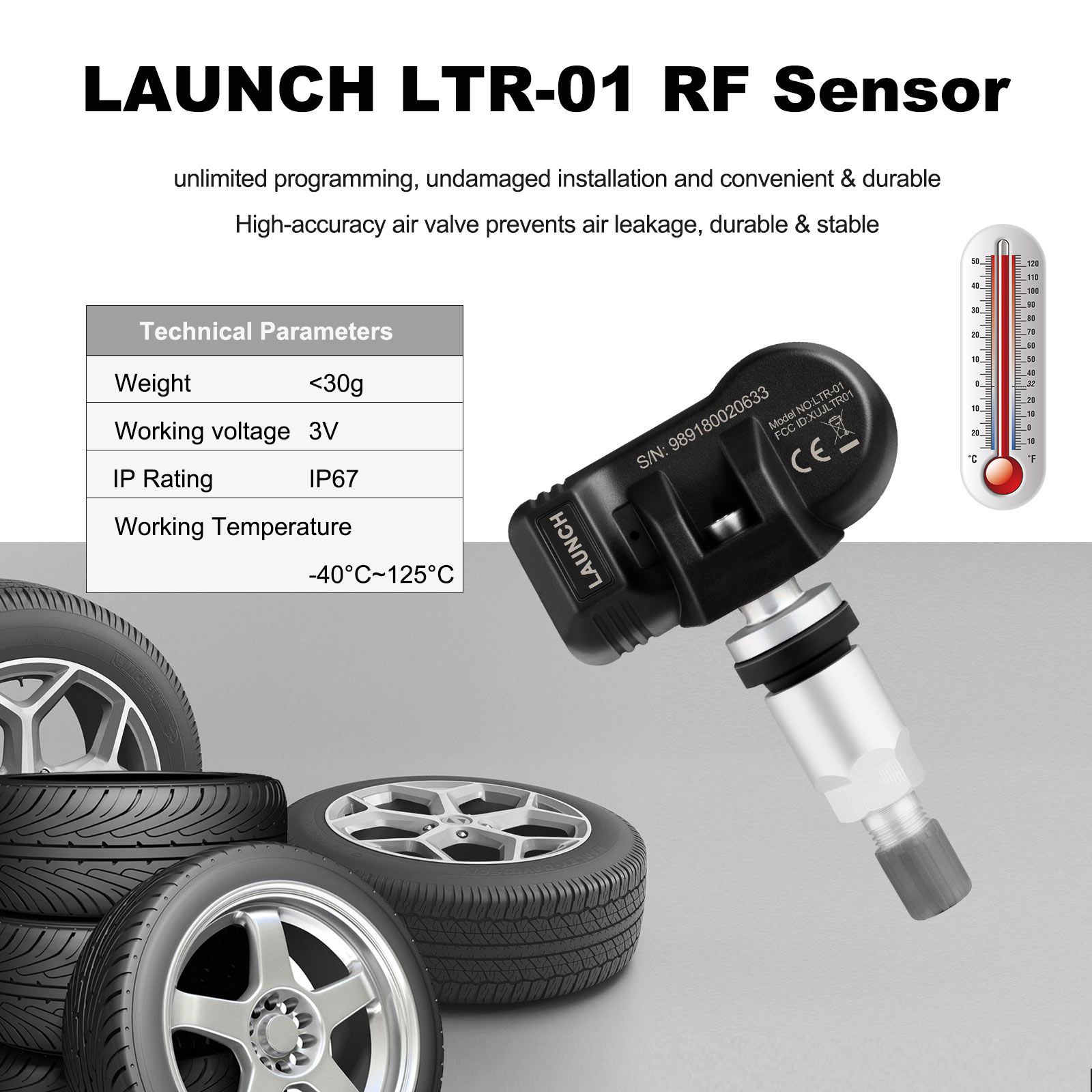 4pcs LAUNCH LTR-03 RF Sensor 315MHz & 433MHz TPMS Sensor Tool Metal & Rubber Free Shipping