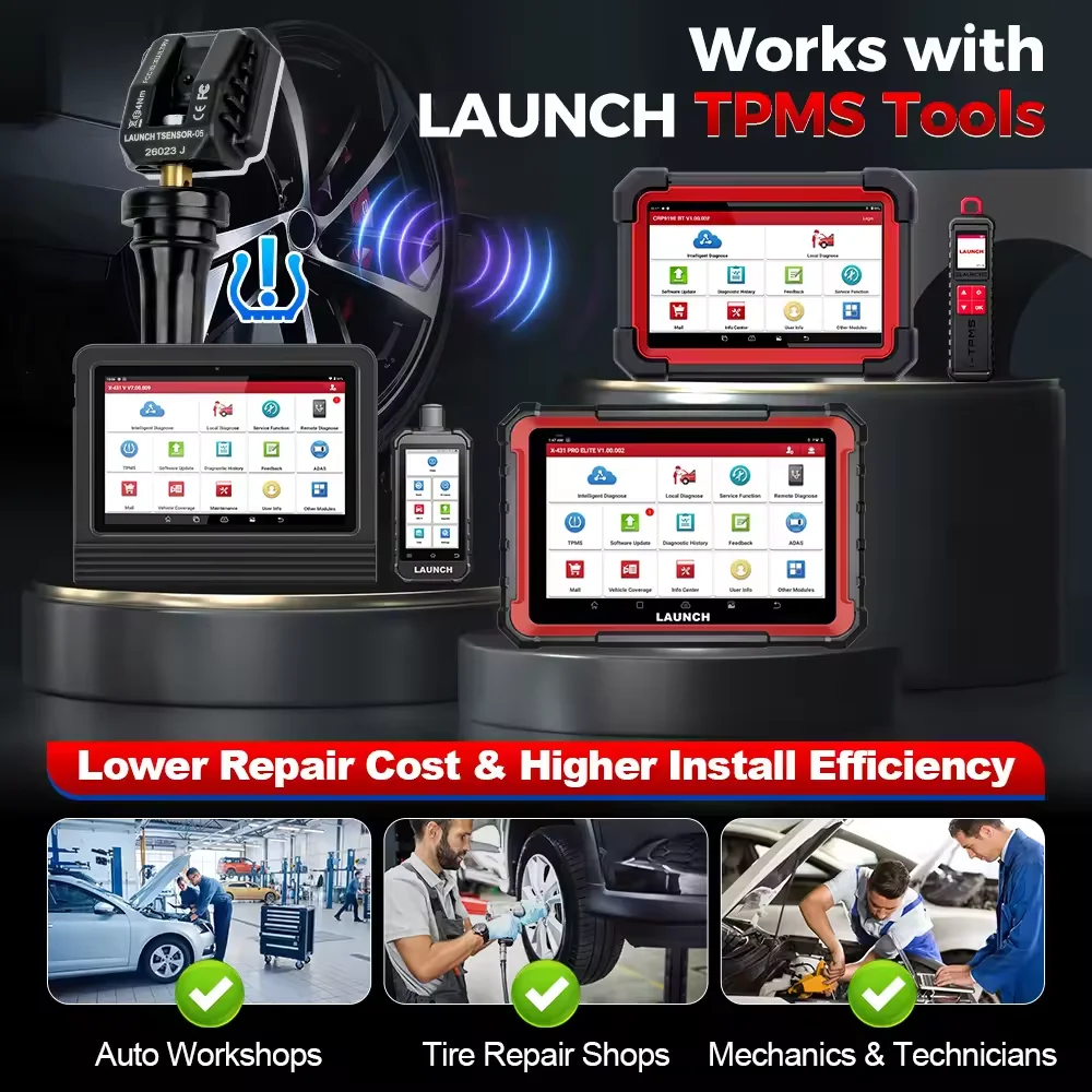 Launch LTR05S 2in1 TPMS Sensor 315MHZ 433MHZ Aluminum Valve TPMS Sensor Tire Repair Tool Tire Pressure Monitoring Sensor