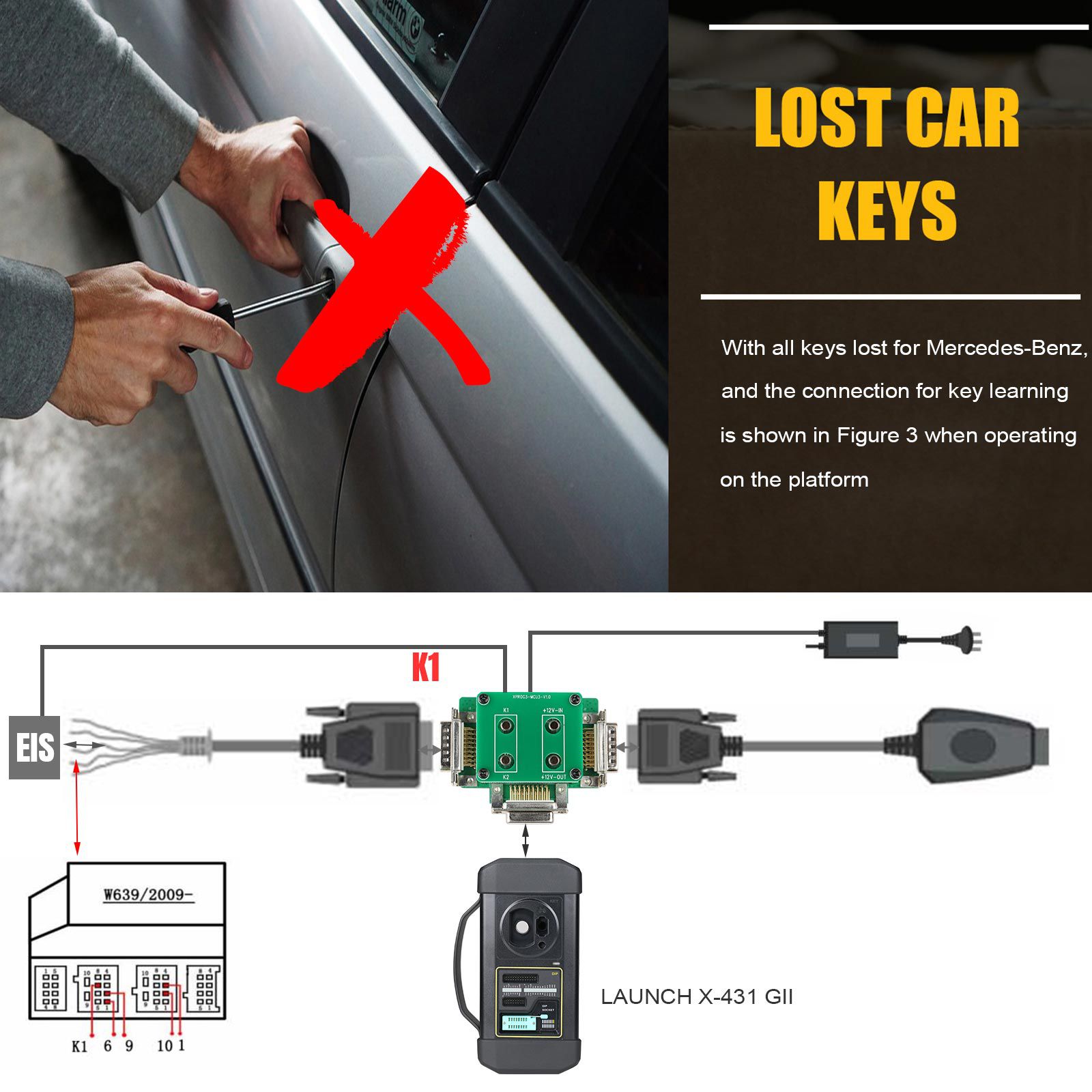 Arrancar todos los adaptadores x431 mcu3 para X - Prog3 giii Mercedes - Benz con pérdida de todas las llaves y lectura de TCU en ECU