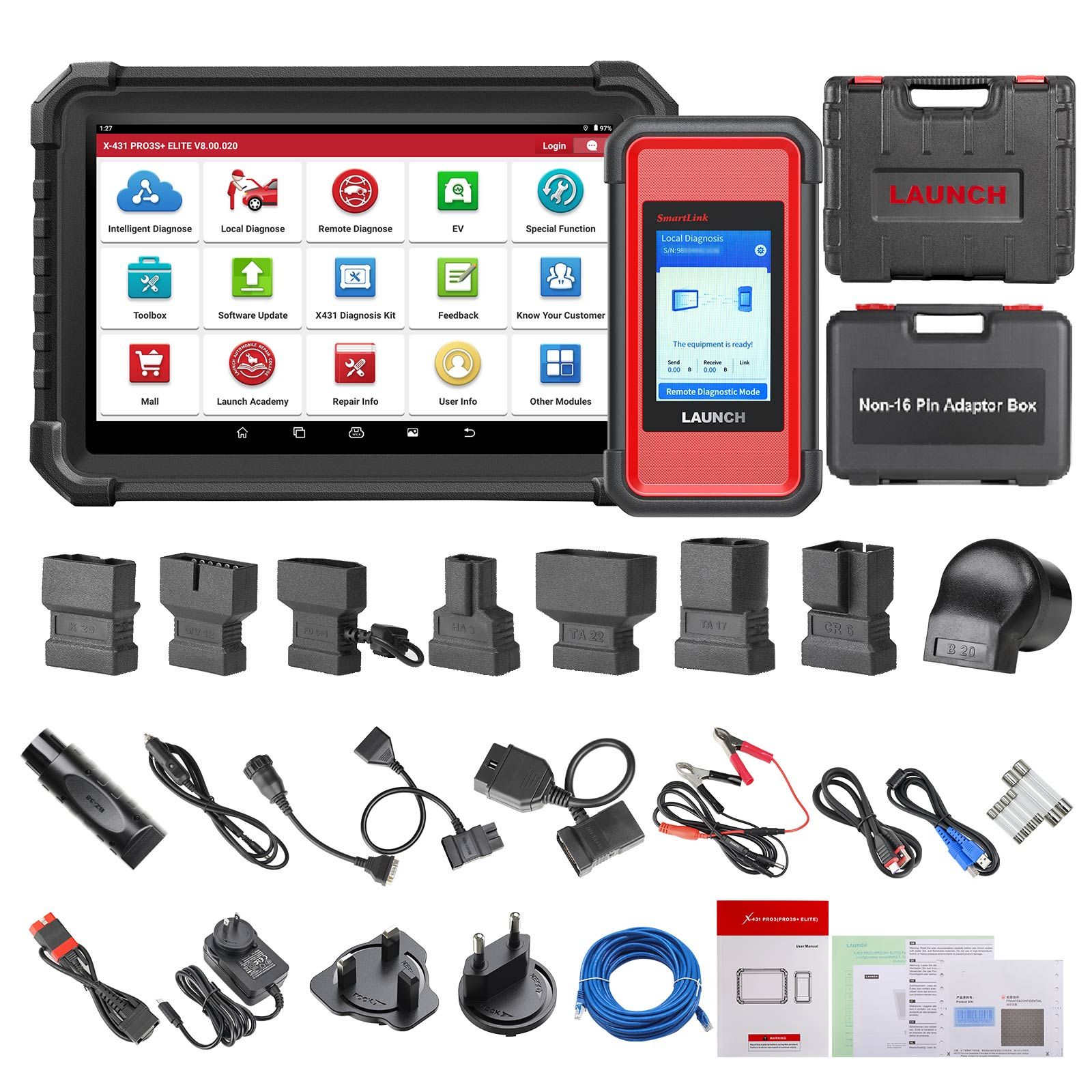 2025 LAUNCH X431 PRO3S+ Elite All-in-One Bidirectional Scan Tool with SmartLink 2.0 Support Topology Map, 60+Service CANFD/DoIP/D-PDU