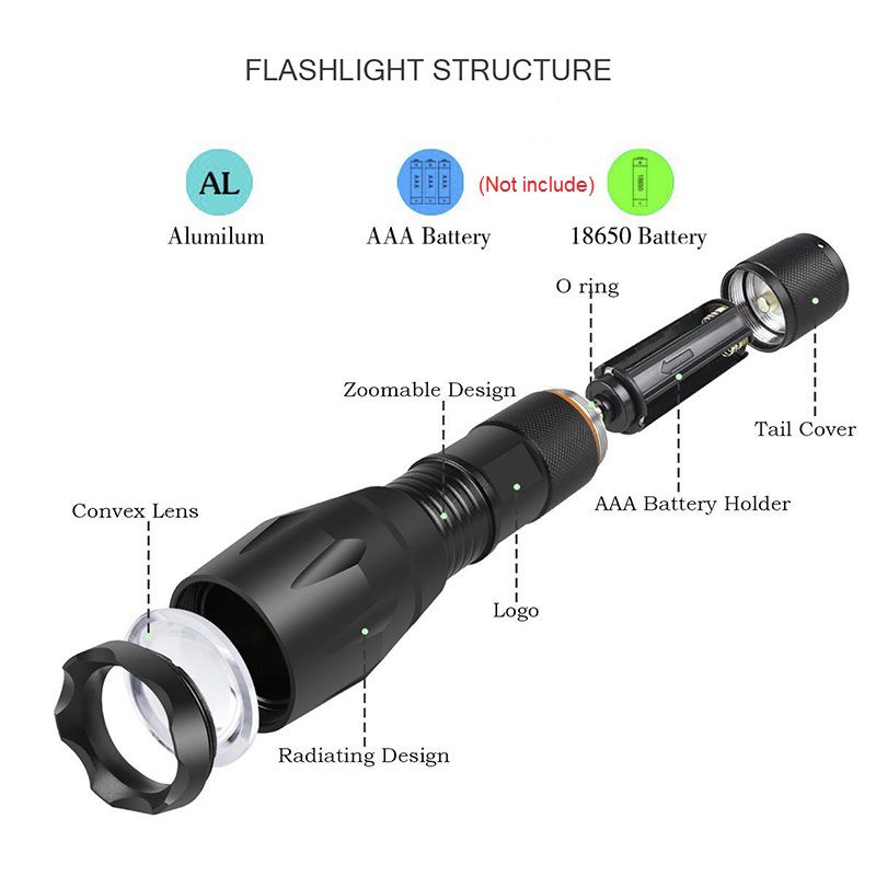 Linterna LED xt6 linterna Torch 1000 liuming campamento al aire libre potente linterna LED impermeable