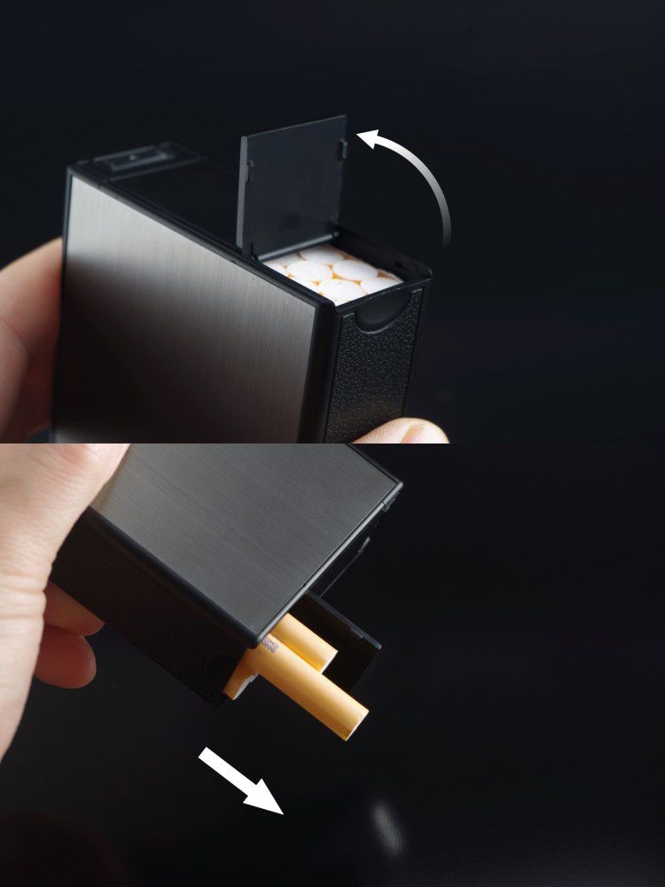 Caja de cigarrillos metálica v707 con encendedor electrónico recargable USB