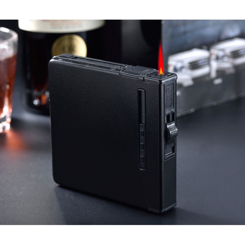 Automatic Ejection Metal Cigarette Case Cigar Box Windproof Inflatable Gas Lighter