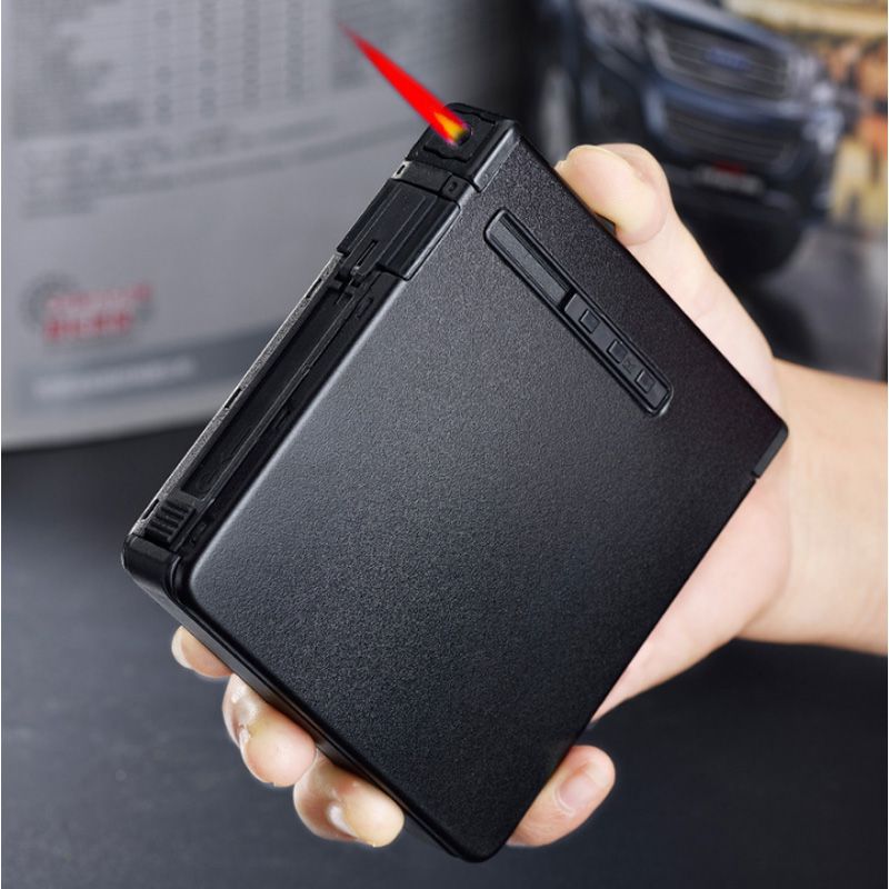 Automatic Ejection Metal Cigarette Case Cigar Box Windproof Inflatable Gas Lighter Smoker Men Gift No Gas