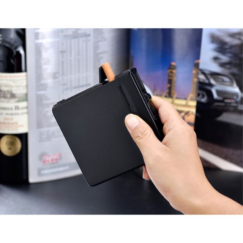 Automatic Ejection Metal Cigarette Case Cigar Box Windproof Inflatable Gas Lighter Smoker Men Gift No Gas