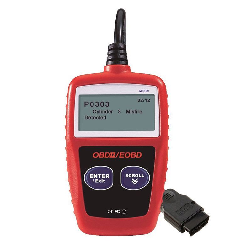 El escáner obd2 universal autoel maxiscan ms309 revisa el Lector de código de falla del motor, lee el Código de eliminación de código, mira los datos de parada, humo listo para I / M