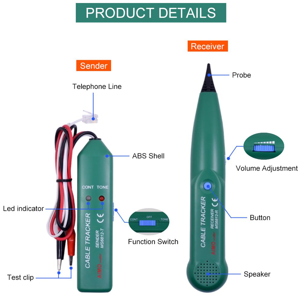 MS6812 Cable Tracker Tester Professional Line LAN detector Telephone Wire Tracer Breakpoint location Detector