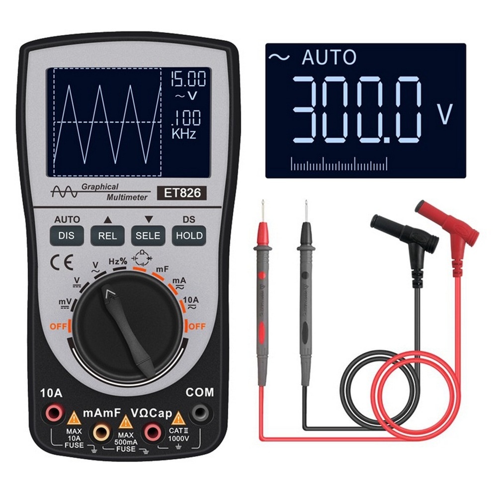 MT8206 2 In 1 Digital Oscilloscope Multimeter with Analog Bar Graph ET826 Multimeter Auto Range Backlight DC/AC Current Meter