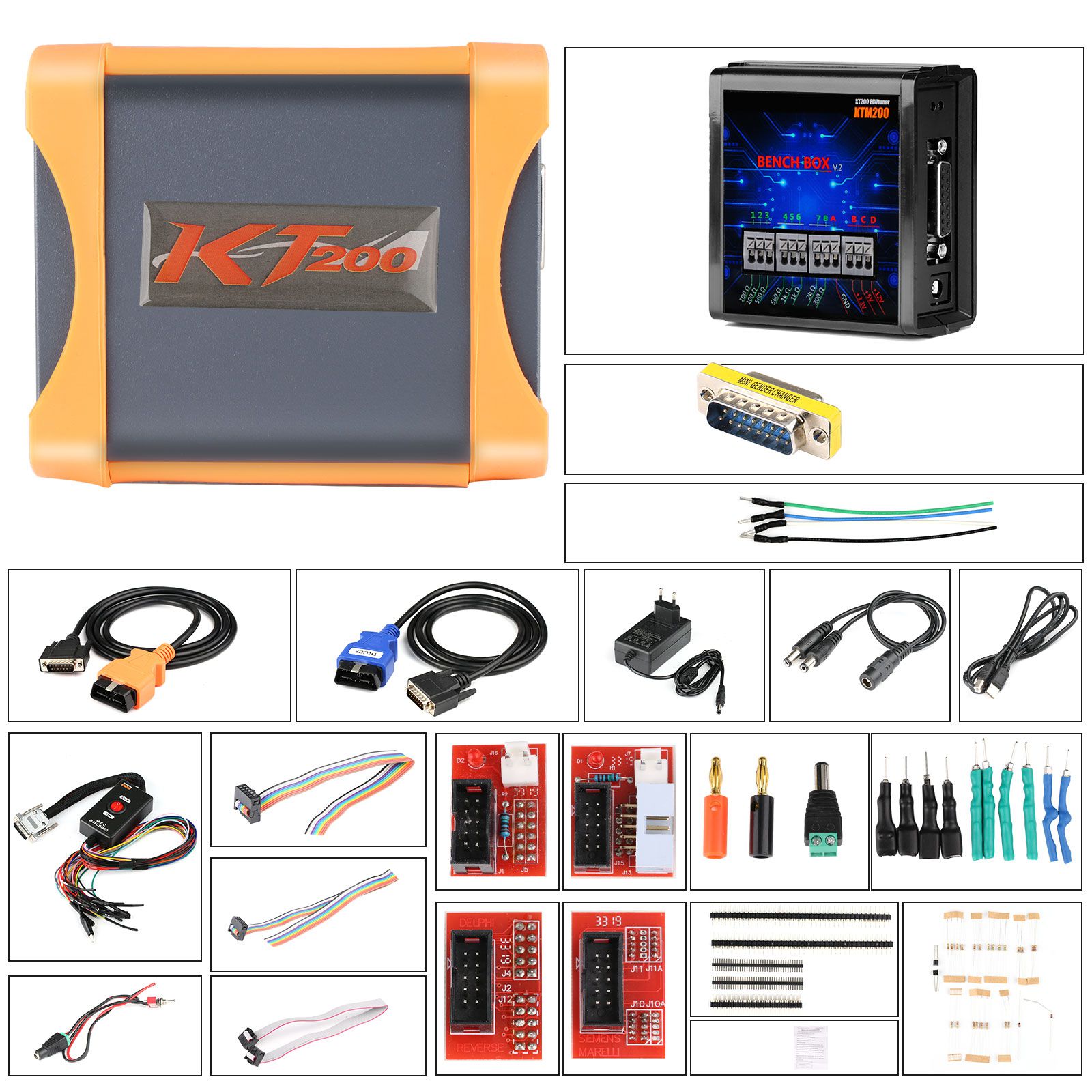 2023 kt200 ECU la versión básica del programador Lee y escribe ECU y TCU soportan el Protocolo múltiple del modo OBD / Boot / bdm / JTAG