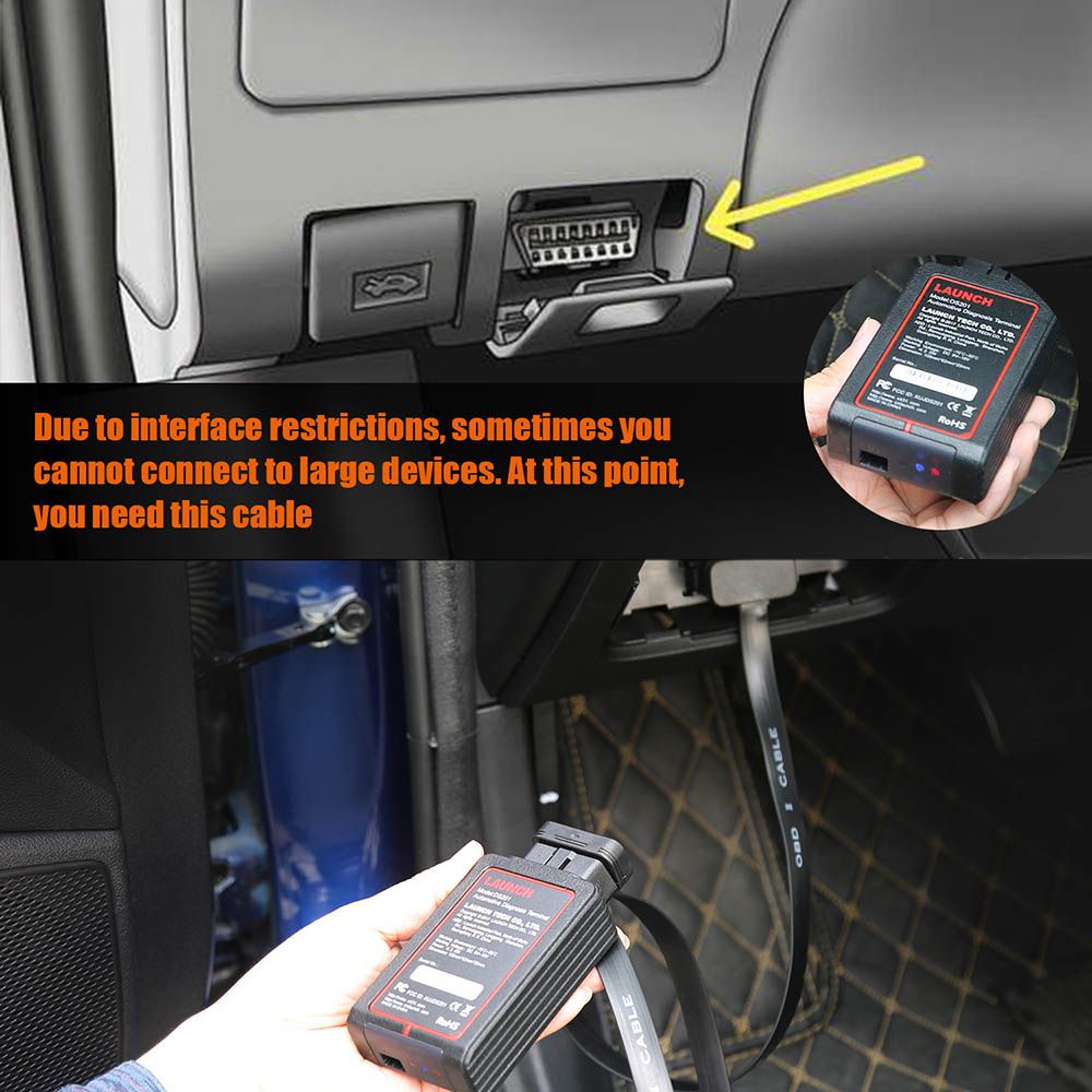 Cable de conversión obd2 OBD II para lectores Bluetooth WiFi elm327 cable de extensión de diagnóstico macho - hembra plano de 16 agujas para escáneres de código OBDII