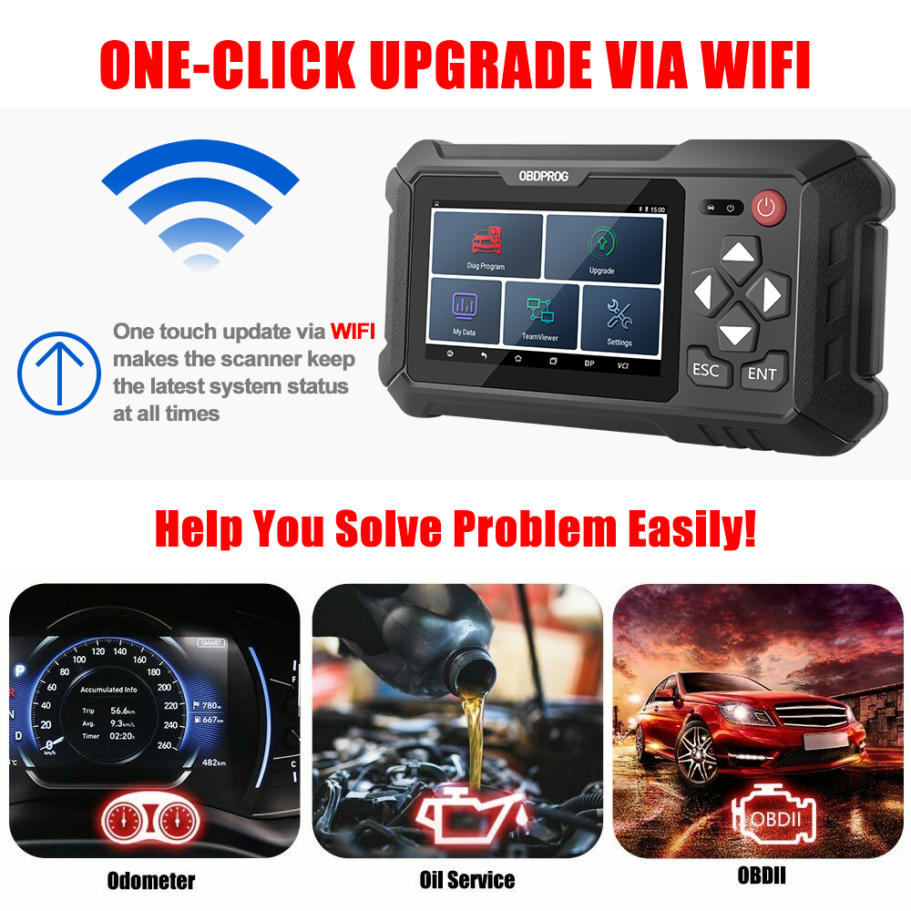 OBDPROG M500 Basic Version Professional Odometer Correction Tool Cluster Calibration OBD2 Car Diagnostic Tools Cluster Oil Reset Adjustment