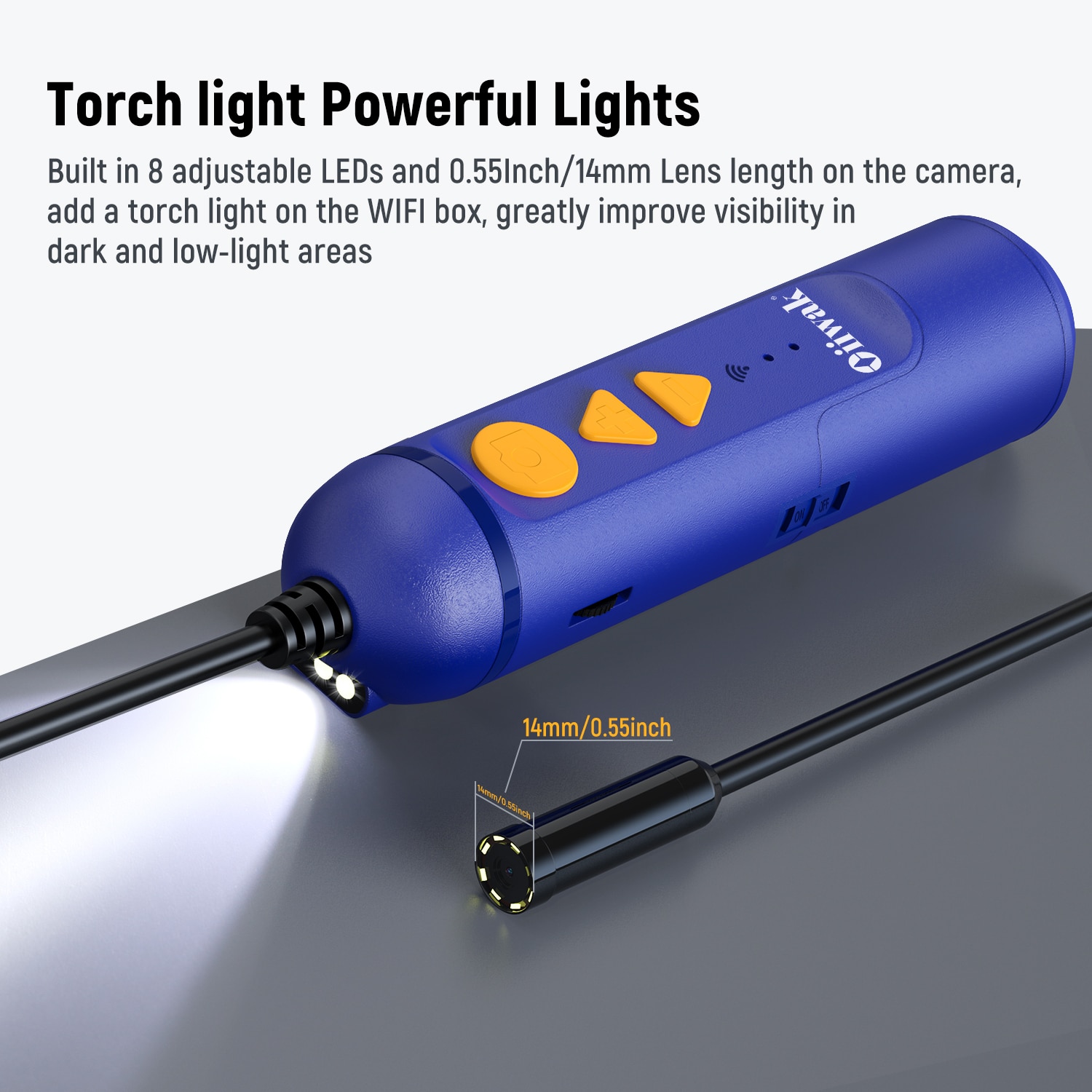 Oiiwak WiFi cámara endoscópica 5MP enfoque automático endoscopio inalámbrico 1944p 14 mm Cámara de serpiente de tubería de agua mini cámara 15M 20m