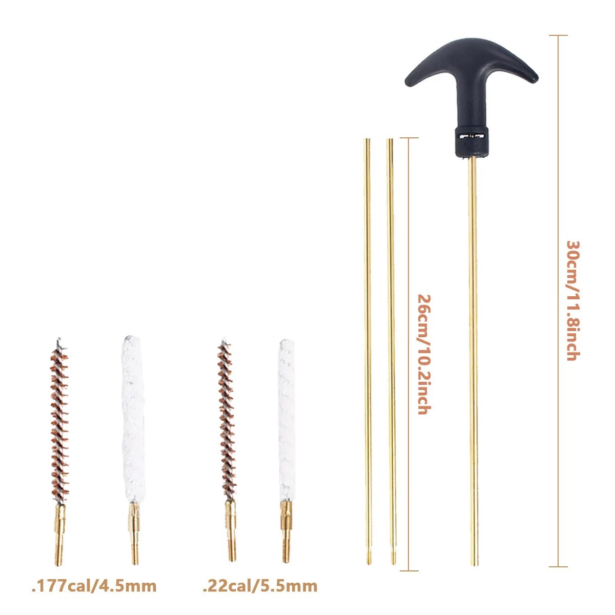 Outdoor Tactical 4.5/5.5MM.177.22 Caliber Maintenance Barrel Cleaning Kit Rifle/Pistol Airgun Rifle Brushes