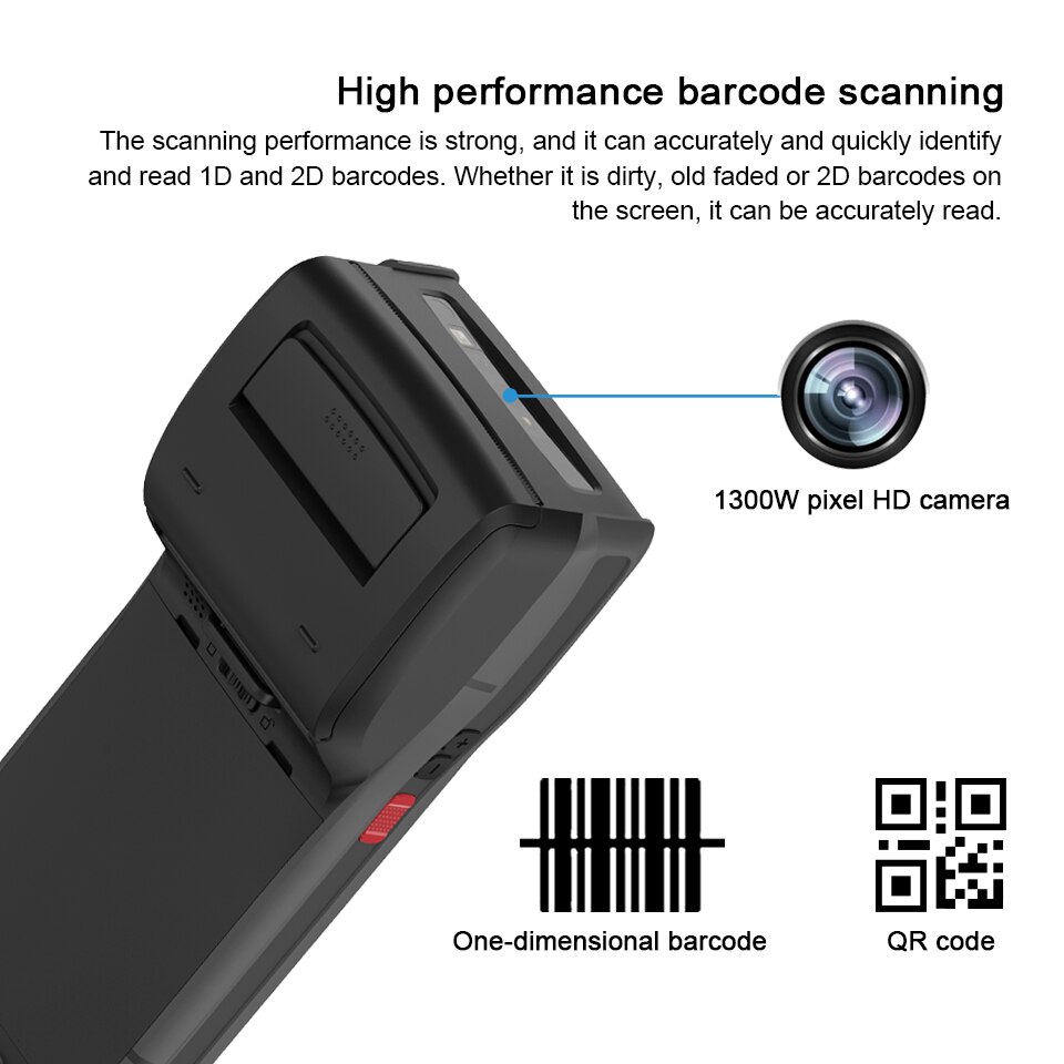 Imprenta PDA de 5,5 pulgadas escáner de código de barras PDA NFC impresora térmica RFID terminal portátil Android 8.1 almacén logístico Bluetooth inalámbrico