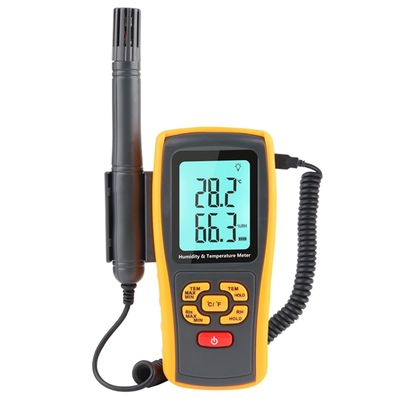 Portable Industrial Digital Thermometer Hygrometer K-type Thermocouple Lab Air Temperature Humidity Meter C/F USB Data Logger