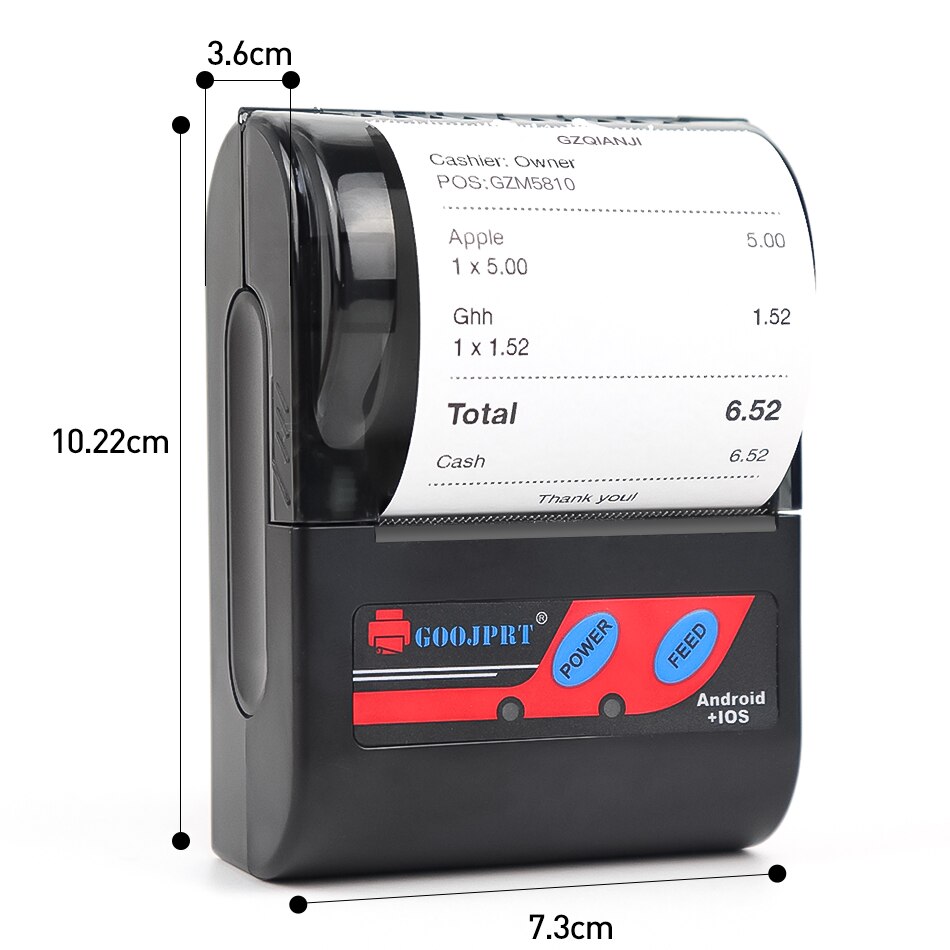 Portable Receipt Bluetooth Printer Thermal Bill Taxi Printer 58mm For Andirod IOS Windows Rechargeable Wireless Receipt Machine