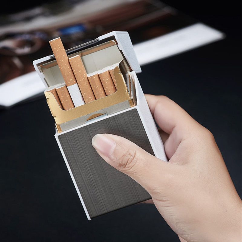 Caja de cigarrillos electrónica portátil usb, con encendedor de cigarrillos 20 estantes de cigarrillos USB para hombres, Gadgets de encendedor de carga