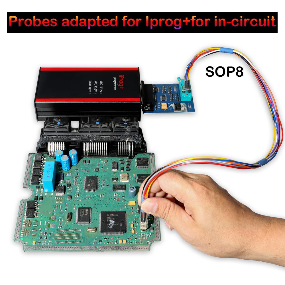 Los adaptadores de sonda para el ECU en el circuito se utilizan con iprog + programer y xprog