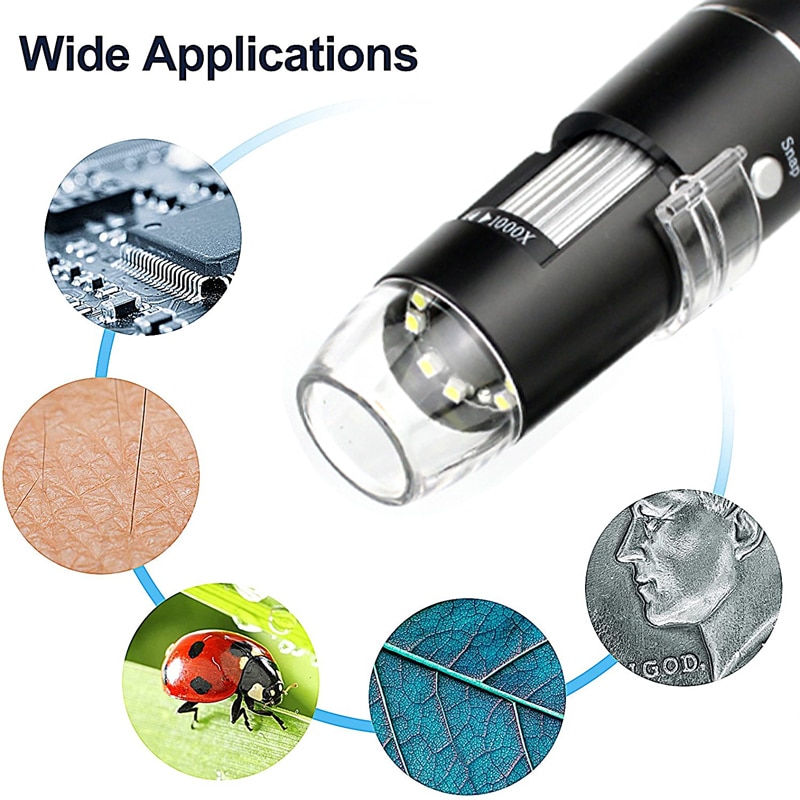 Microscopio digital USB profesional 1600x 8 LED 2mp microscopio electrónico endoscopio zoom cámara lupa + Mesa elevadora