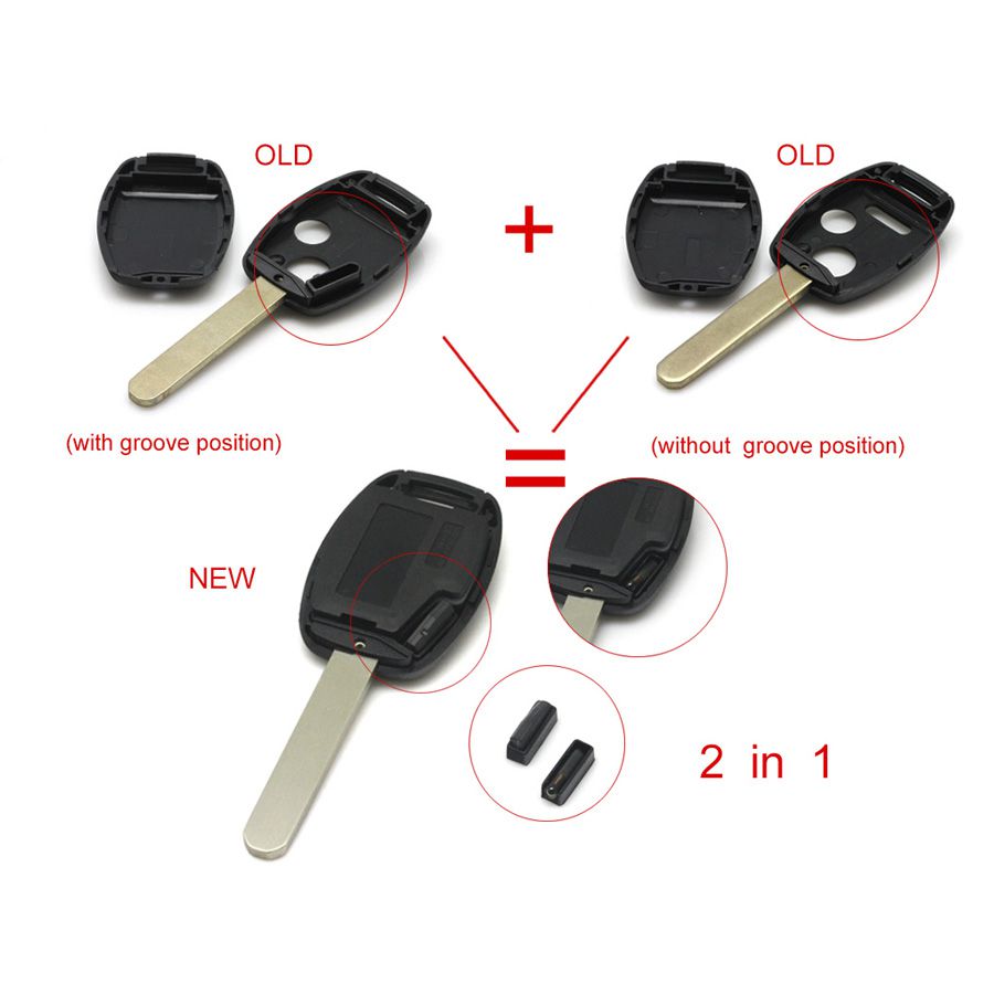 Carcasa de llave de control remoto 3 botones (con pegatinas) para honda 5 piezas / lote