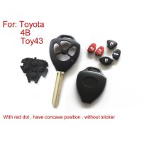 Toyota 5 piezas / lote de carcasa de llave de control remoto 4 botones (con posición cóncava de punto rojo, sin pegatinas)