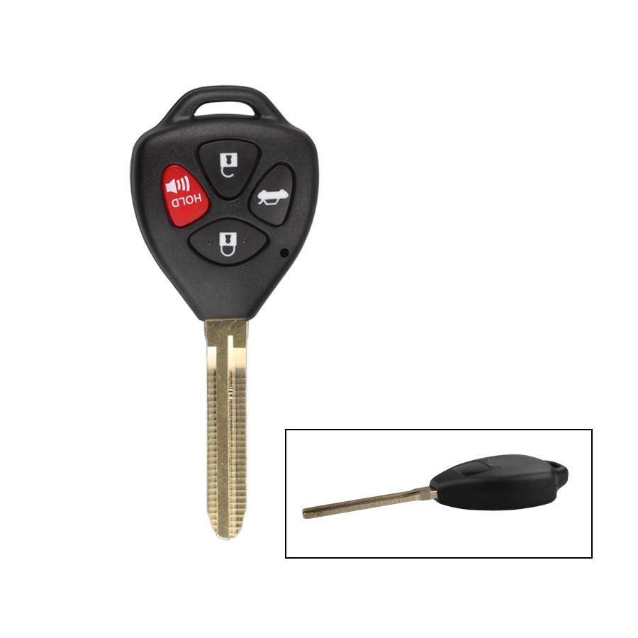 Carcasa de llave de control remoto 4 botones (con punto rojo, sin pegatinas) para Toyota 5 piezas / lote