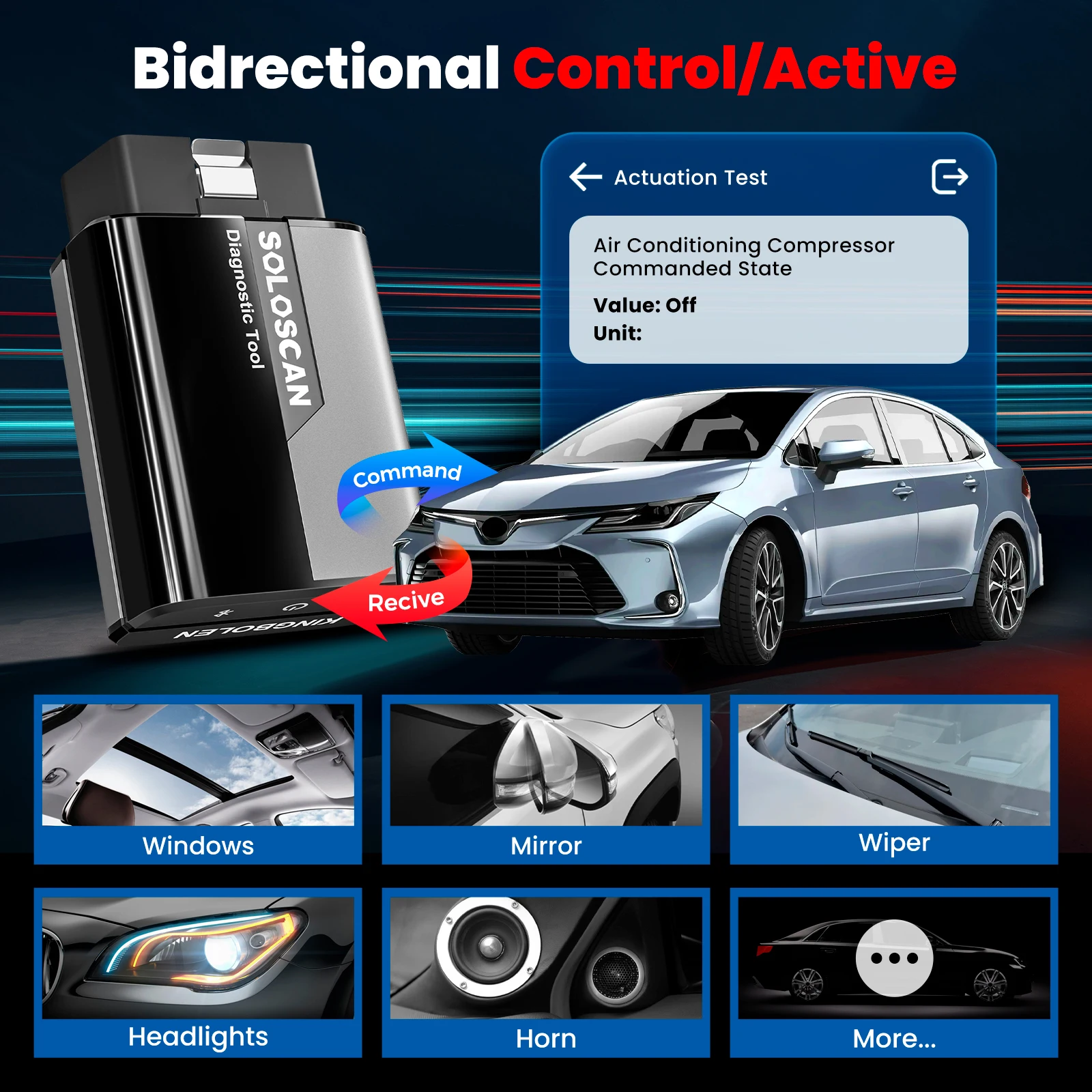 Soloscan for Toyota/Lexus OBD2 Scanner Bluetooth Free Updates Bidirectional Scan Tool for iOS & Android Code Reader