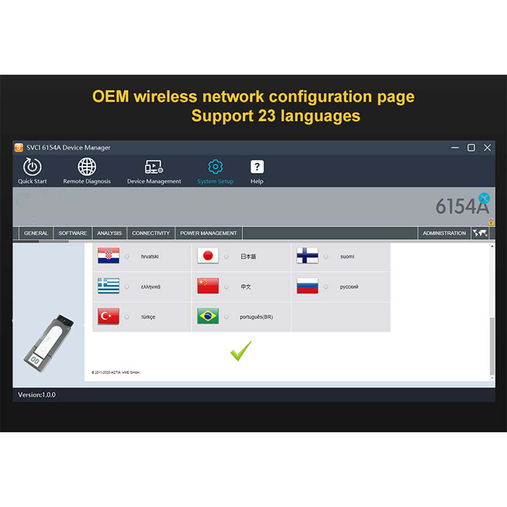 El escáner de código svci 6154a WiFi obd2 Diagnosis Oki 6154 admite protocolos can FD y doip