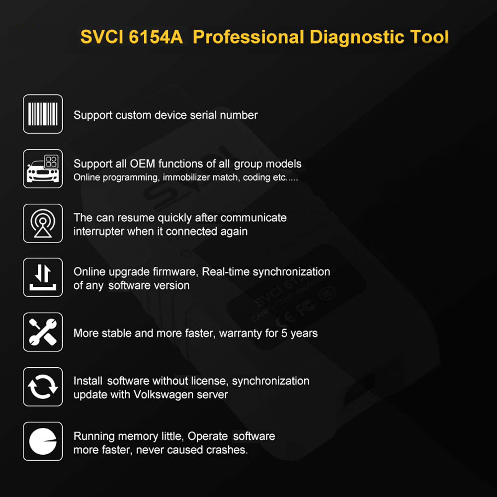 El escáner de código svci 6154a WiFi obd2 Diagnosis Oki 6154 admite protocolos can FD y doip