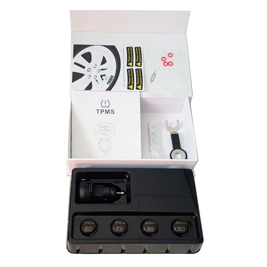 Szdalos tp200 sistema inalámbrico de monitoreo de presión de neumáticos tpms, con sensor externo del cargador de cigarrillos