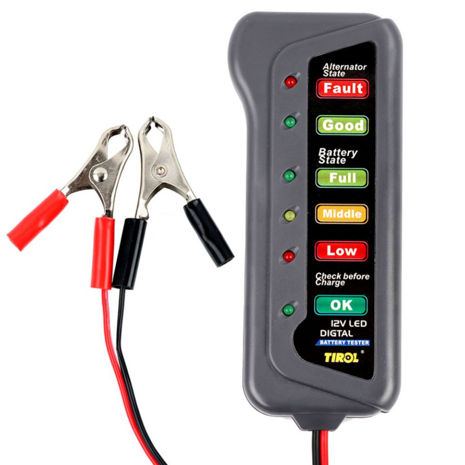 TIROL T16897 12V LED Digital Battery/Alternator Tester with 6 Led lights Display Indicates Condition