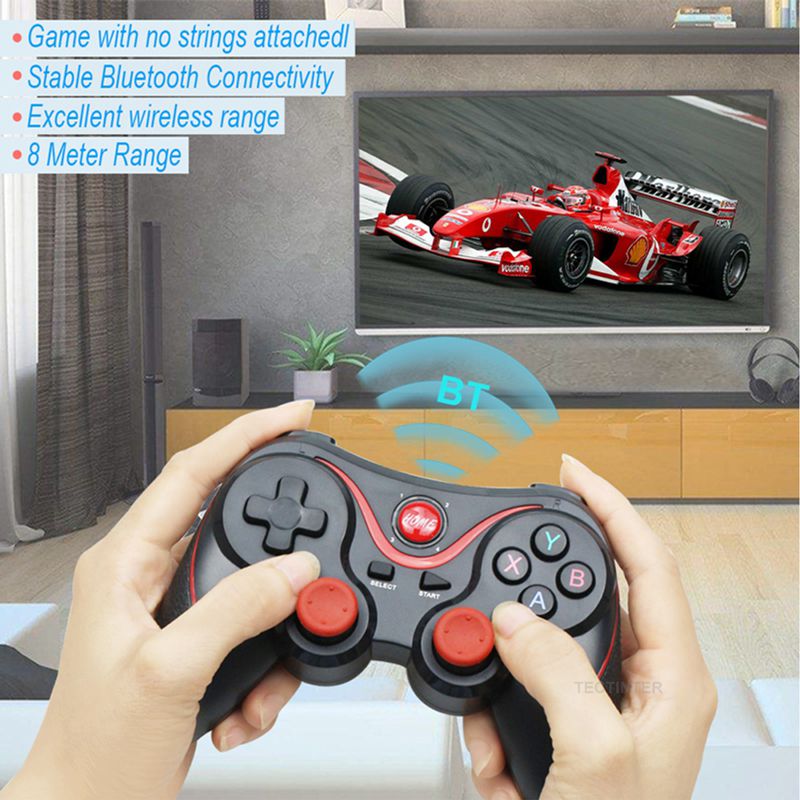 El controlador de juego de PC Gamepad del joystick inalámbrico T3 x3 admite Bluetooth bt3.0 soporte de caja de televisión del joystick de tableta móvil