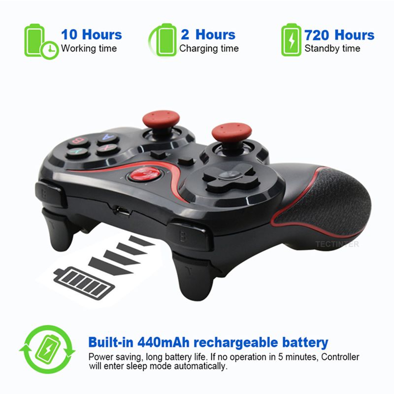 El controlador de juego de PC Gamepad del joystick inalámbrico T3 x3 admite Bluetooth bt3.0 soporte de caja de televisión del joystick de tableta móvil