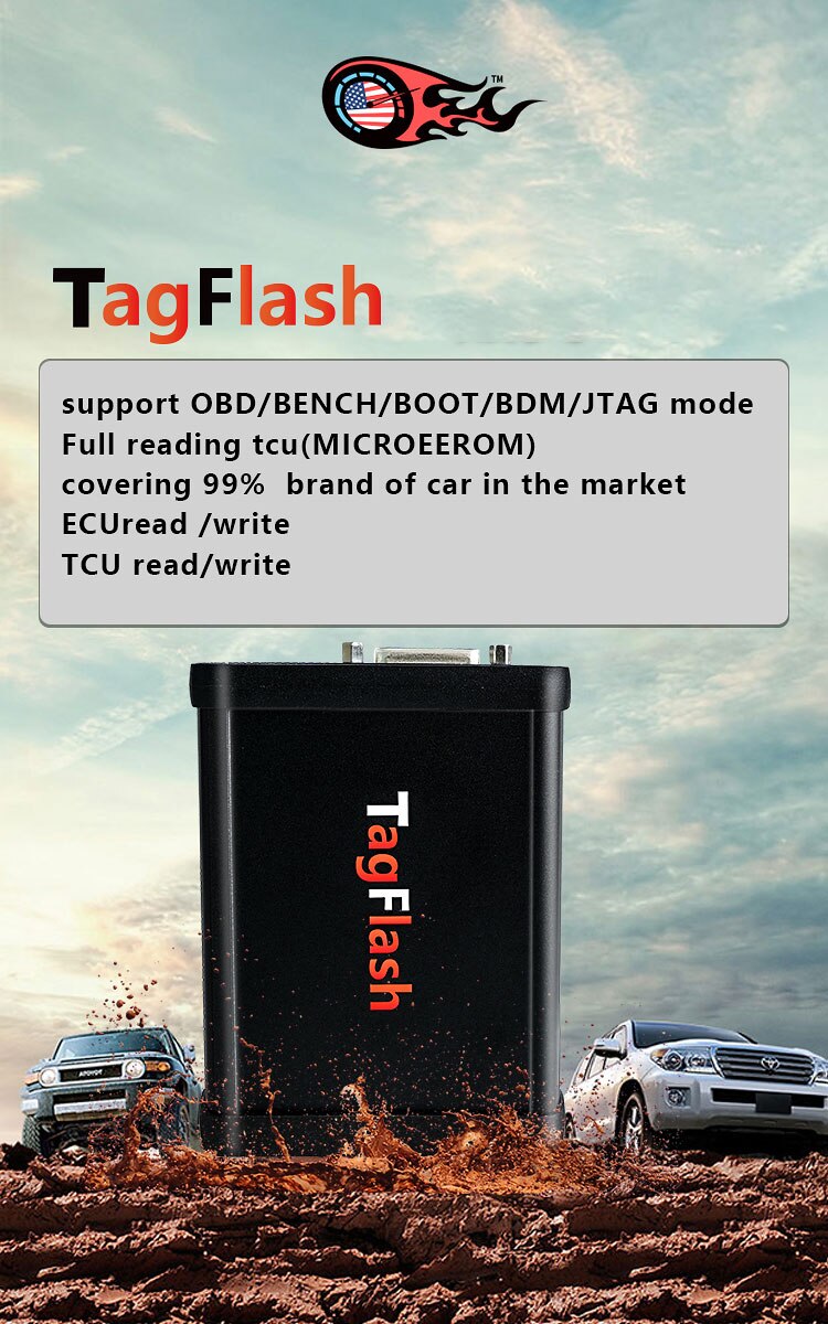 Newest TagFlash ECU Programmer Support OBD/BENCH/BOOT/BDM/ JTAG Mode Full Read TCU For Car Truck Motorbike Chip Tuning Tool