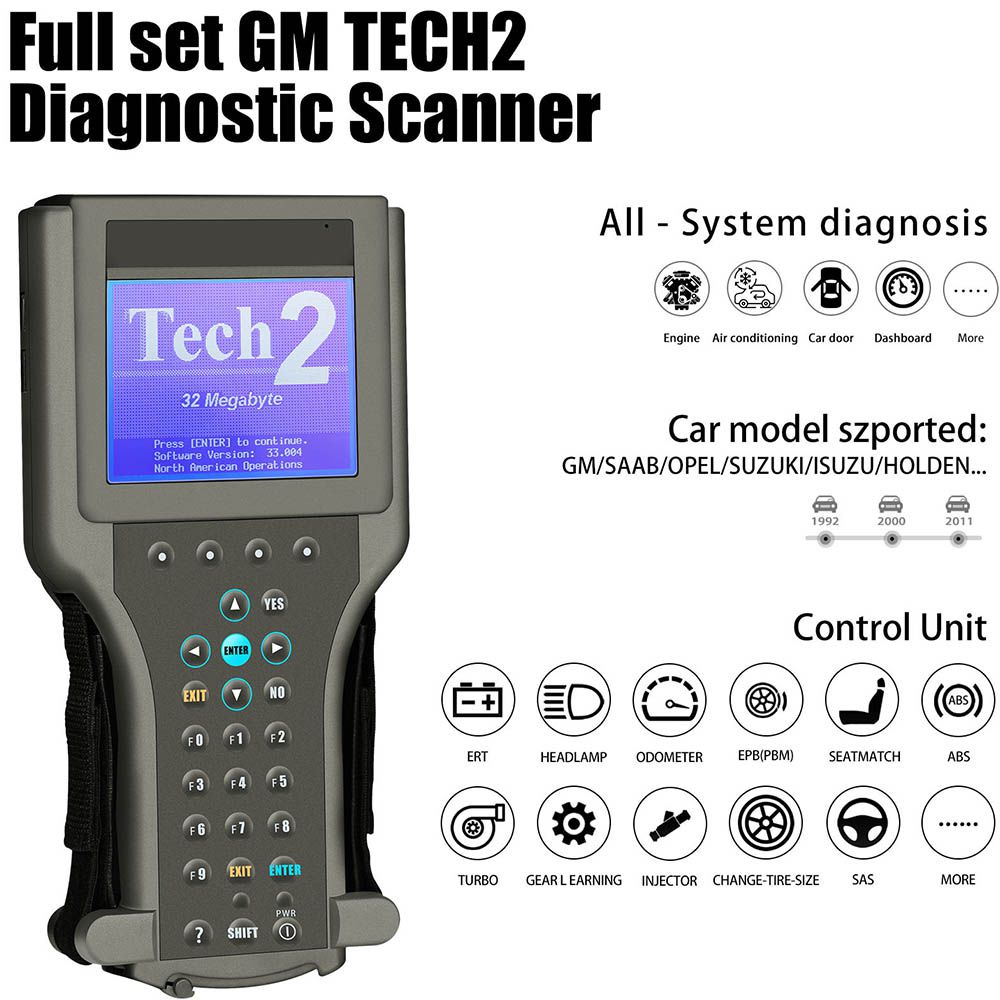 GM Saab Opel Suzuki Holden Isuzu Tech 2 Diagnosis Fault Diagnosis Machine con tarjeta de 32 megabytes y software tis2000