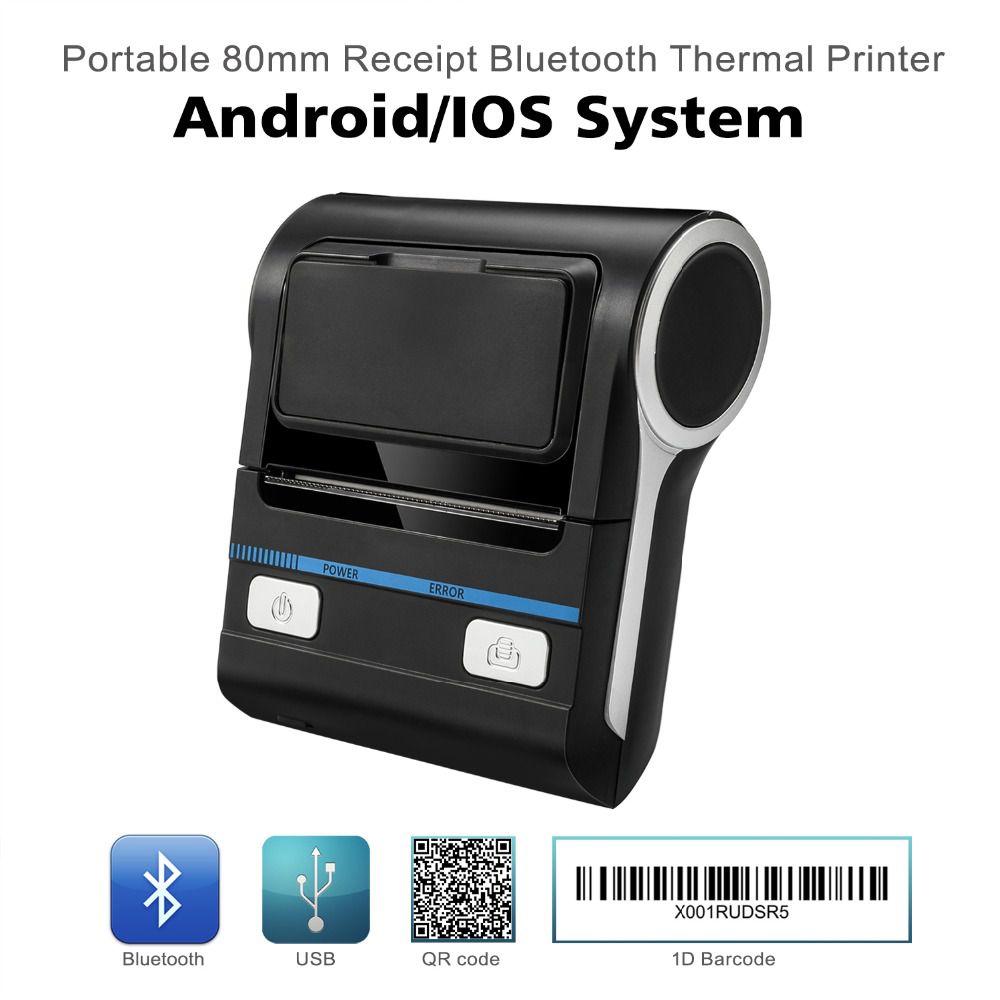 Thermal Printer POS Bluetooth Android 80mm Thermal Receipt Printer Portable Wireless Printing Machine