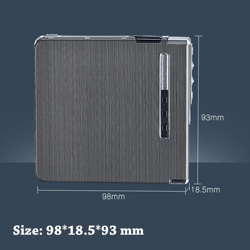 Thin Aluminum Automatic Ejection Metal Cigarette Case With USB Rechargeable Windproof Electric Lighters