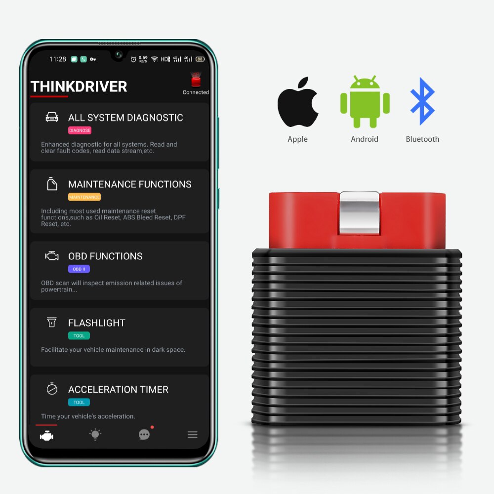 El escáner automático thinkcar 2 profesional obd2 está disponible para el Lector de código de diagnóstico a bordo Ios Android OBD 2, con las mismas funciones que thinkdriver.