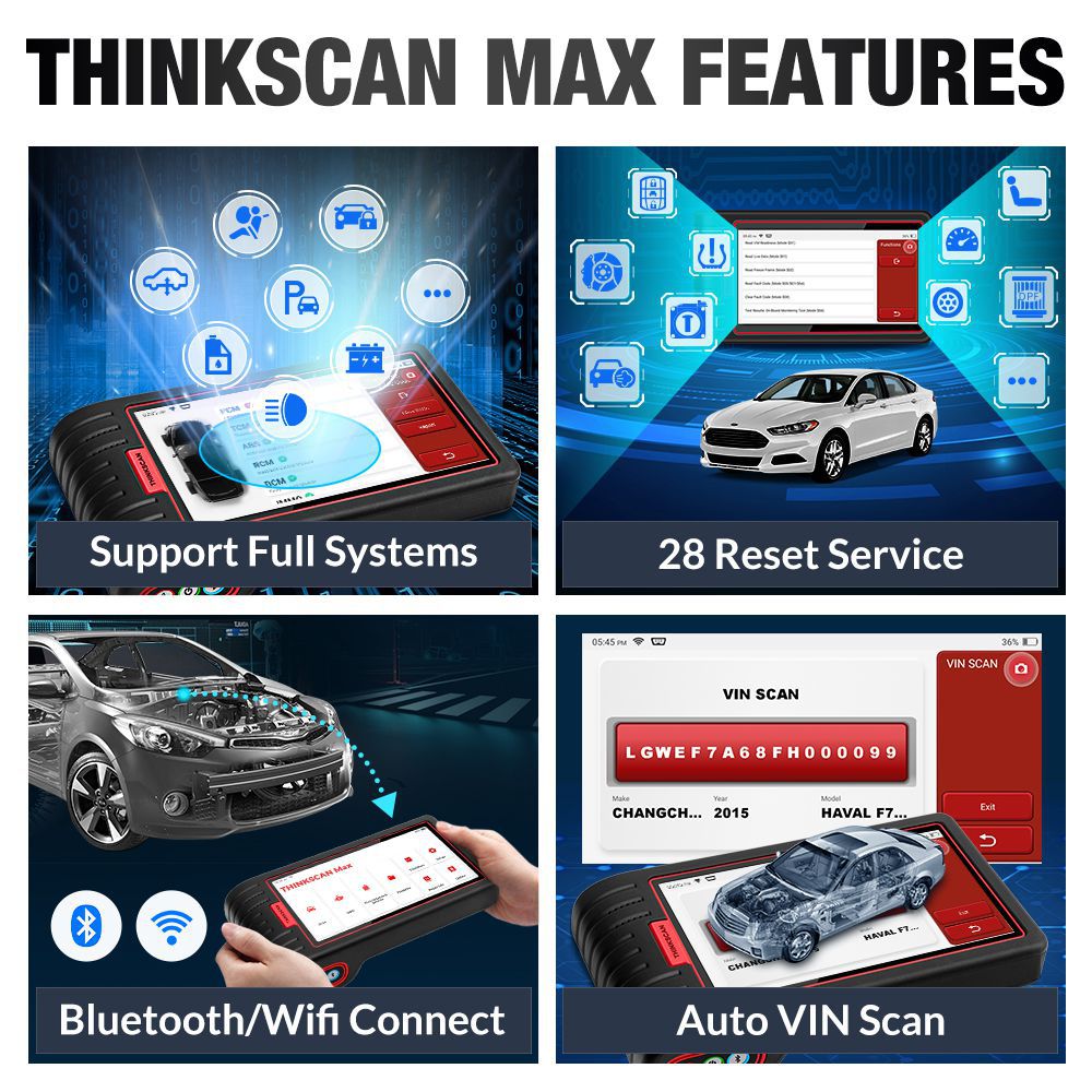 Thinkcar Thinkscan Max OBD2 Scanner Automotivo Car Diagnostic Tool Ecu Code Reader with Free 28 Reset Function