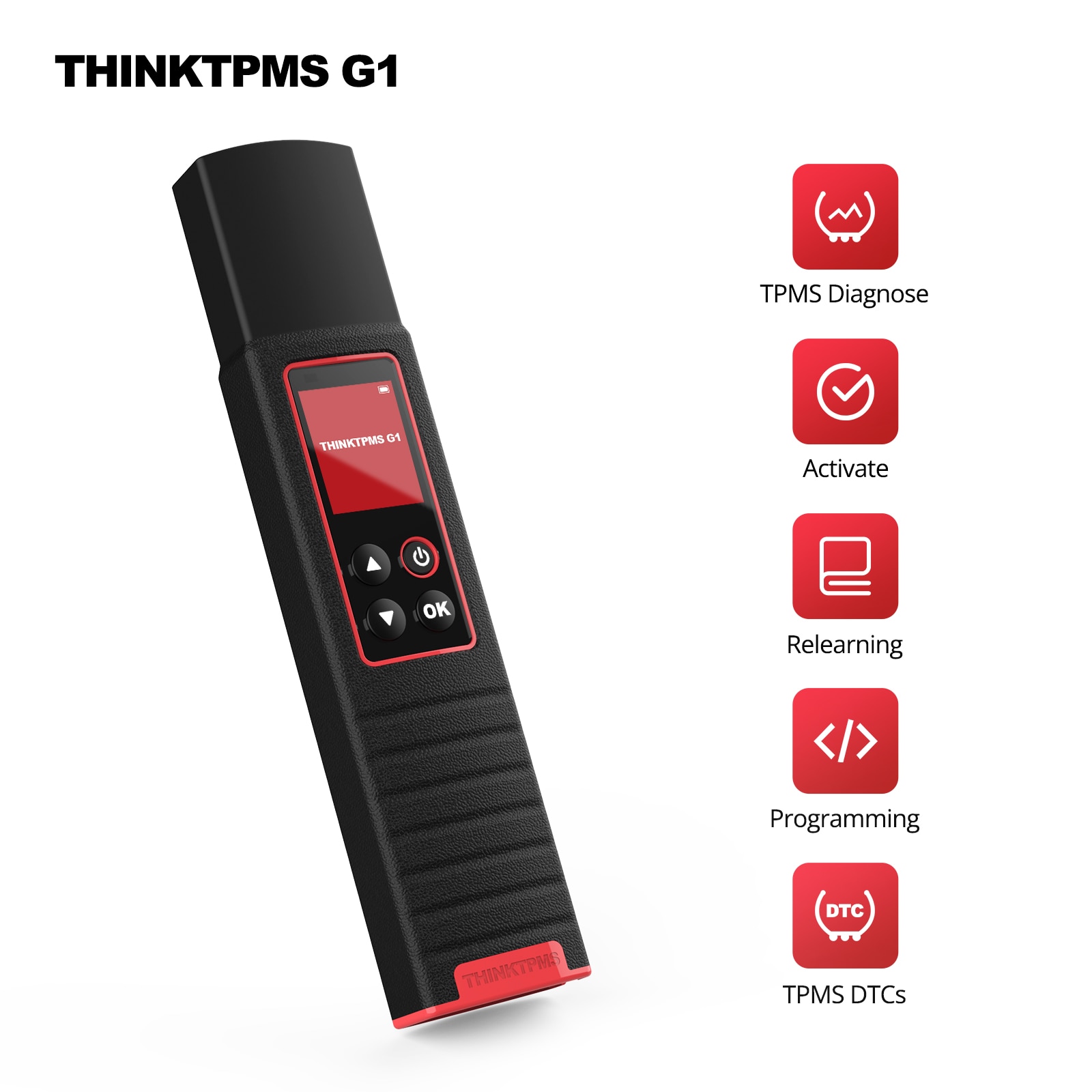 Thinkcar thinktpms G1 herramienta de diagnóstico de fallas de presión de neumáticos admite el uso de un probador de batería para el aprendizaje de programación de activación de sensores