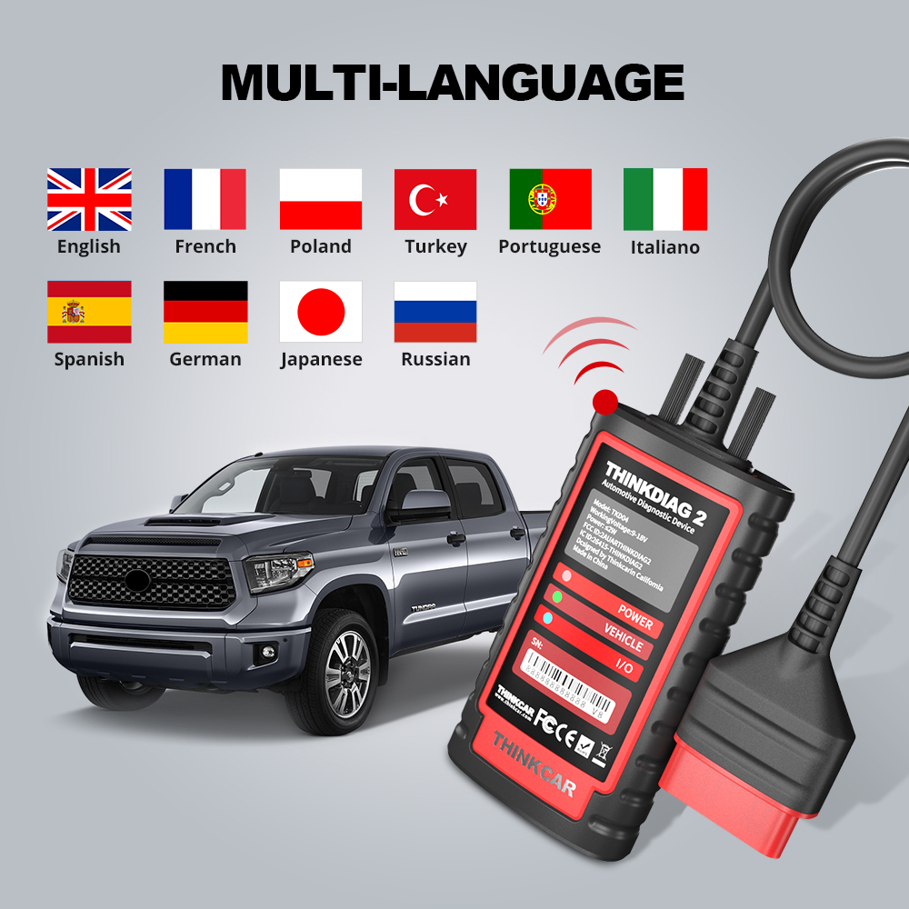 Thinkcar thinktiag 2 admite escáneres obd2 de protocolo can FD para el conjunto completo de software gratuito de la marca General Motors 16 funciones de reinicio Código ECU