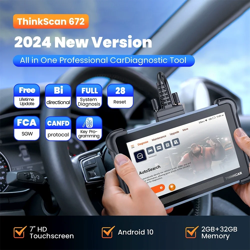 Thinkscan 672 차 진단 도구 가득 차있는 체계 자동차 OBD2 스캐너 지원 28 재설정 평생 자유로운 업데이트