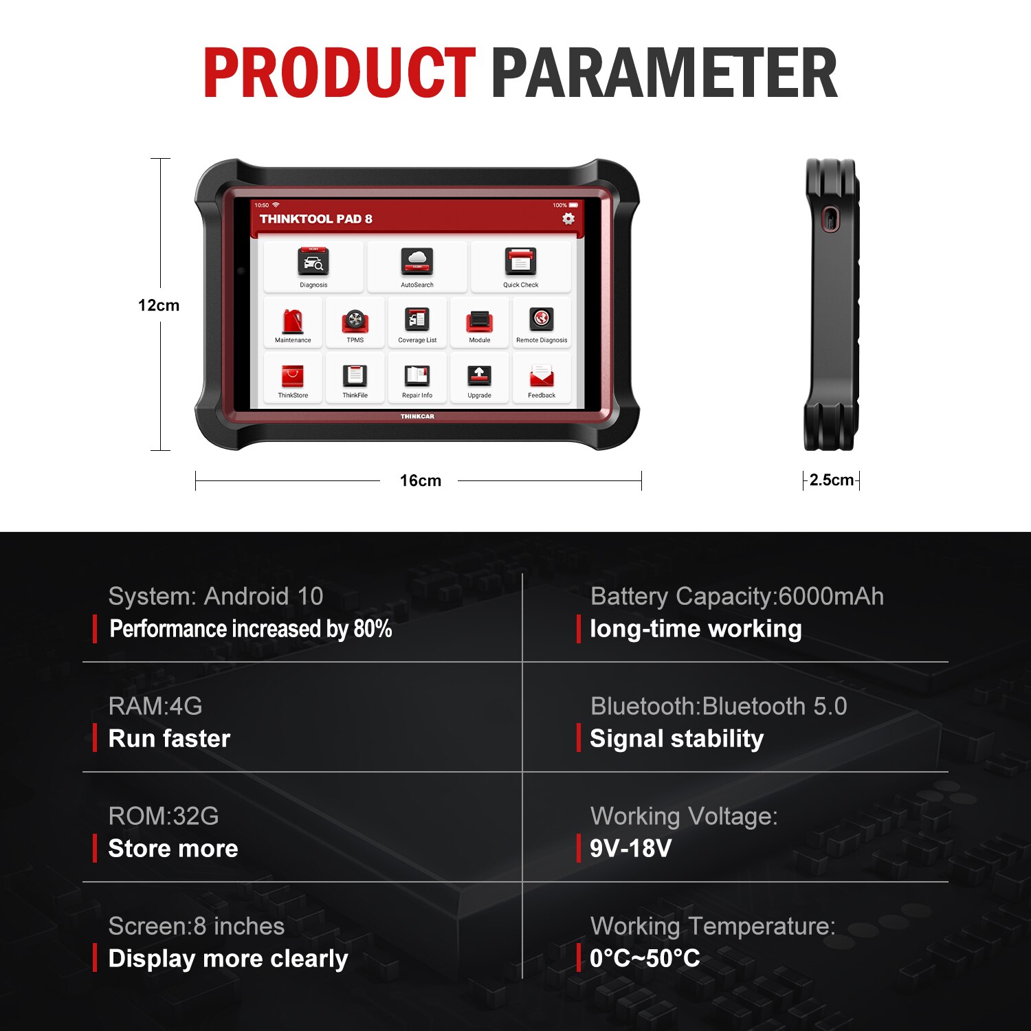 THINKCAR THINKTOOL PAD8 OBD2 Auto Diagnostic Tool ECU Coding Active Test IMMO ABS EPB Oil Reset Professional Automotive Scanner