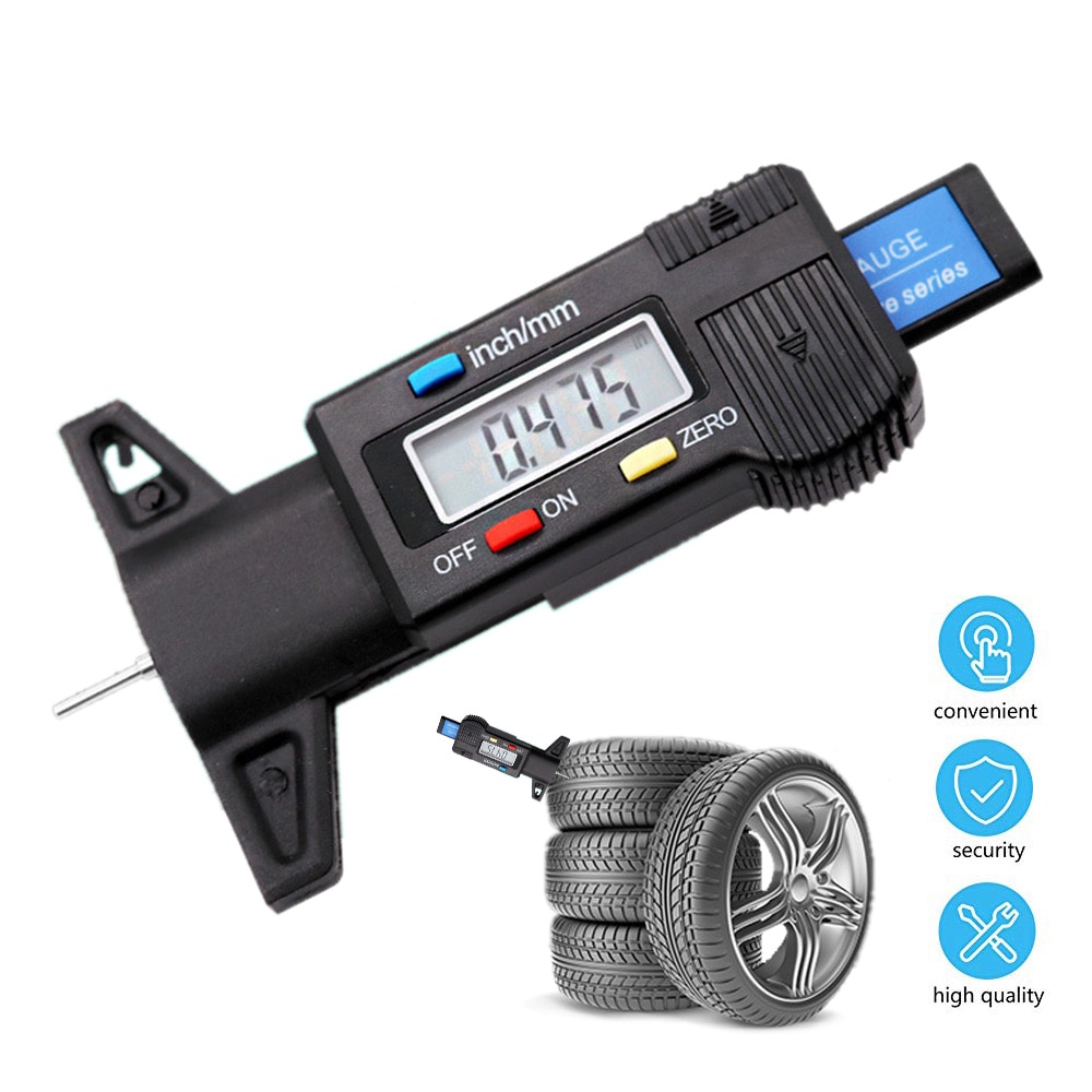 Digital Car Tyre Tire Tread Depth Gauge Meter Monitoring System Tire Wear Detection Measuring Tool Auto Caliper Thickness Gauges