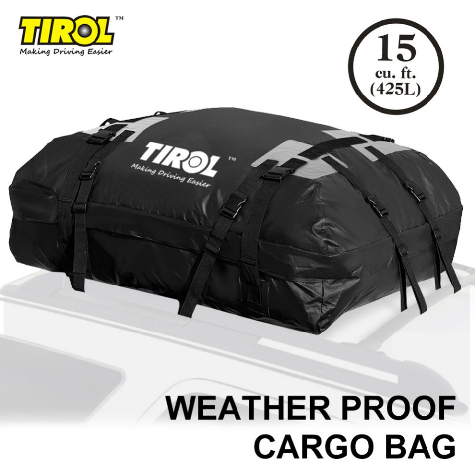 Tirol t24528a maletero de techo impermeable bolsa de viaje de equipaje (15 pies cúbicos) para vehículos con vigas longitudinales de techo